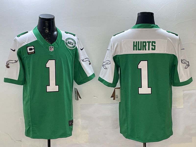 Men Philadelphia Eagles 1 Hurts Green Thanksgiving three generations 2025 Nike Limited NFL Jersey style 6